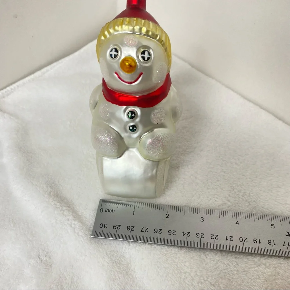Department 56 Vintage Festive Snowman Sledding Christmas Ornament Whimsical